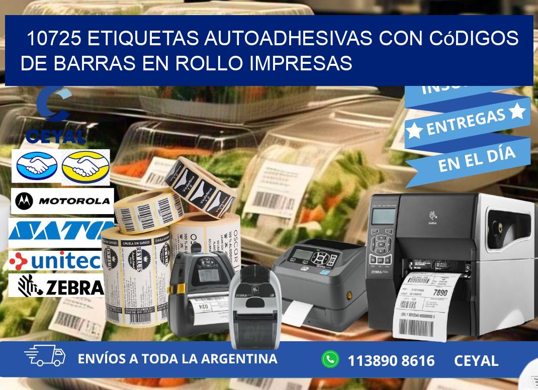 10725 Etiquetas autoadhesivas con códigos de barras en rollo impresas