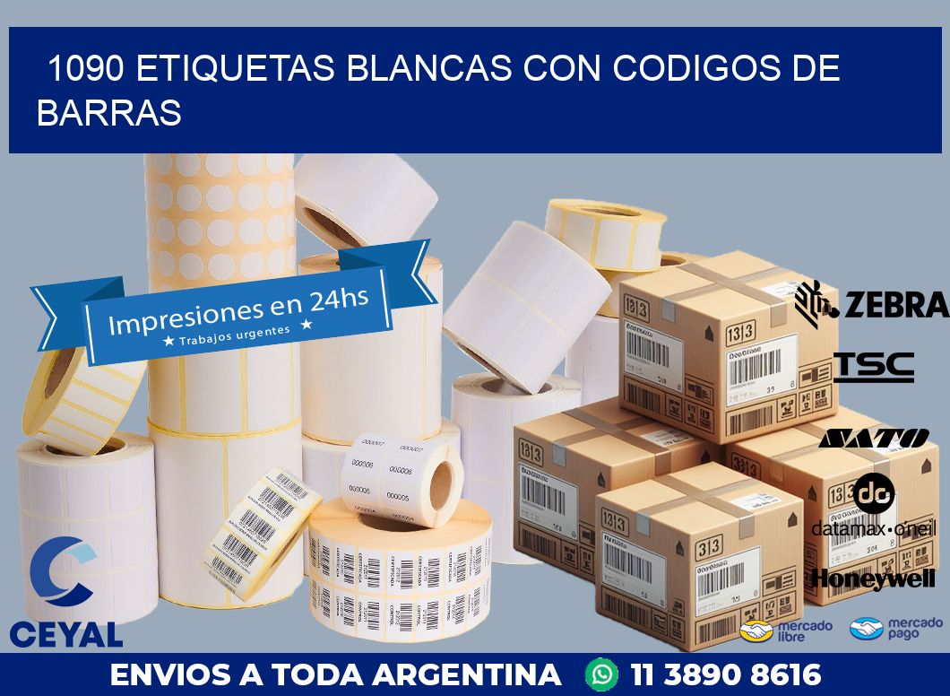 1090 etiquetas blancas con codigos de barras