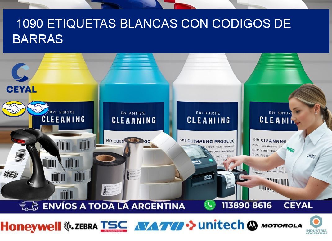 1090 etiquetas blancas con codigos de barras