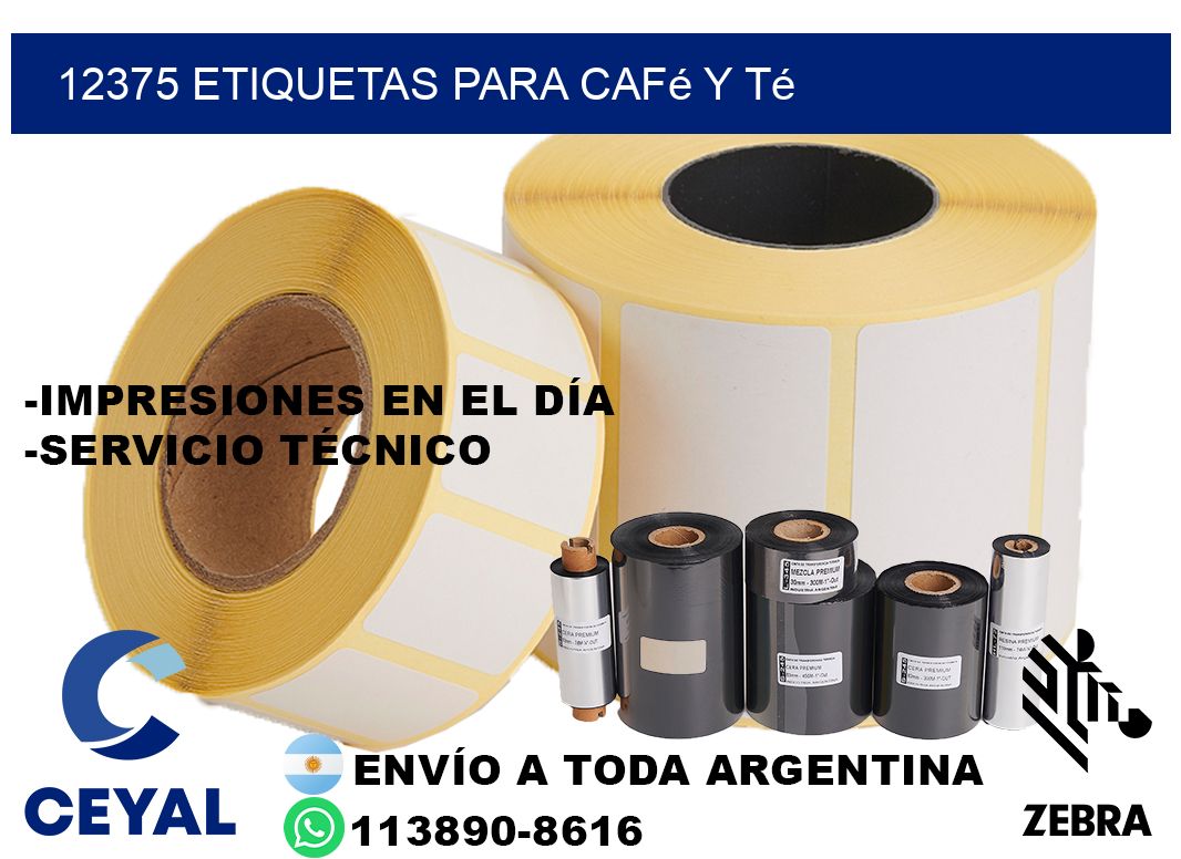12375 Etiquetas para café y té