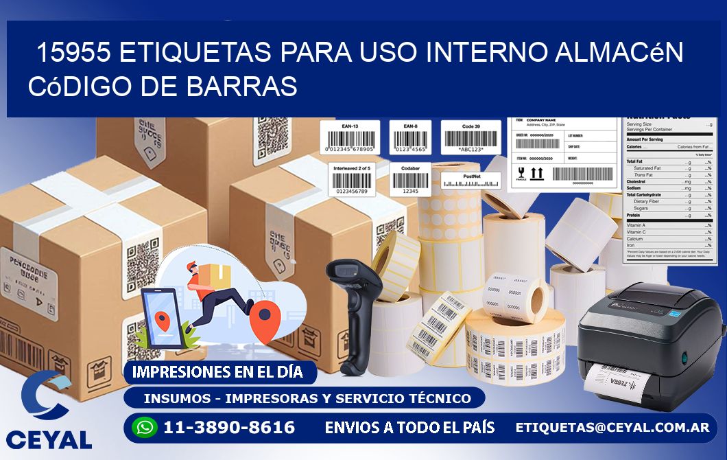 15955 etiquetas para uso interno almacén código de barras