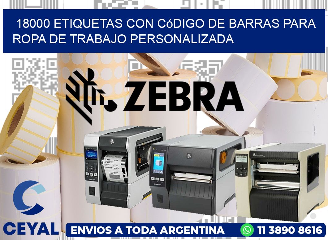 18000 Etiquetas con código de barras para ropa de trabajo personalizada