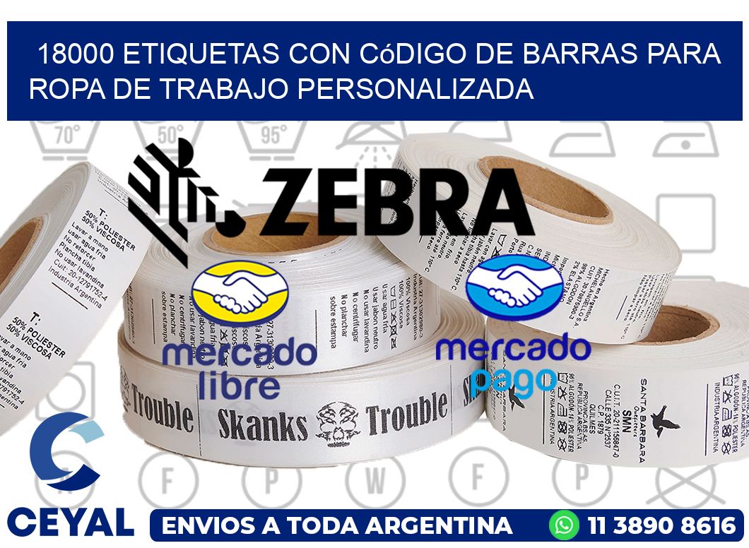 18000 Etiquetas con código de barras para ropa de trabajo personalizada