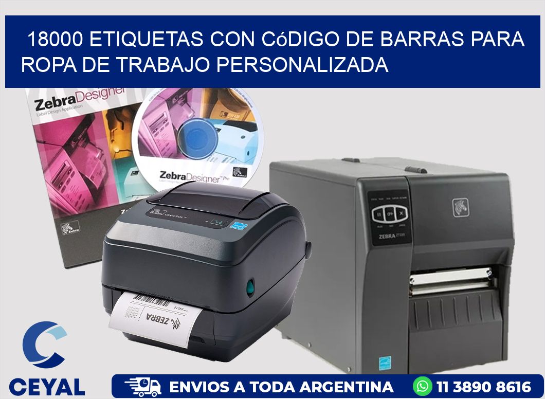18000 Etiquetas con código de barras para ropa de trabajo personalizada