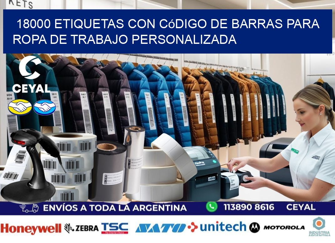 18000 Etiquetas con código de barras para ropa de trabajo personalizada
