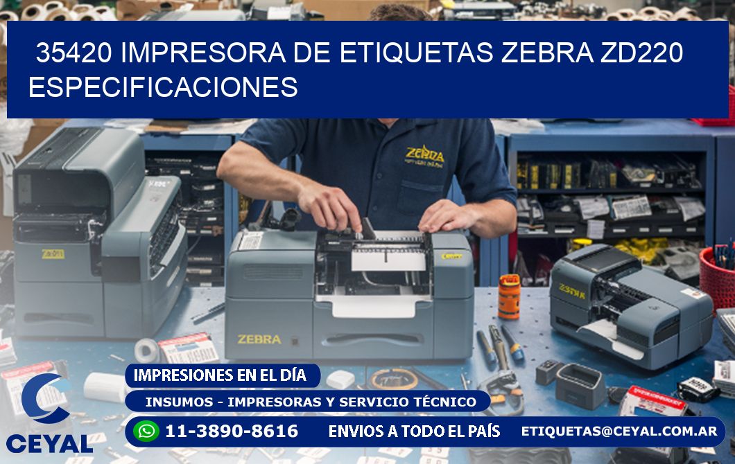 35420 impresora de etiquetas Zebra ZD220 especificaciones