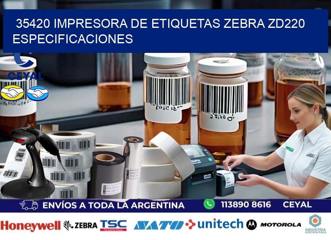 35420 impresora de etiquetas Zebra ZD220 especificaciones