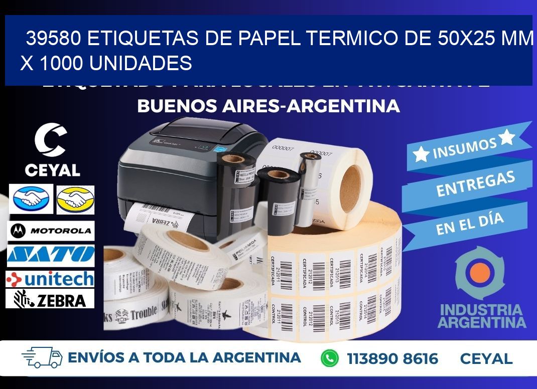 39580 Etiquetas De Papel Termico De 50x25 Mm X 1000 Unidades