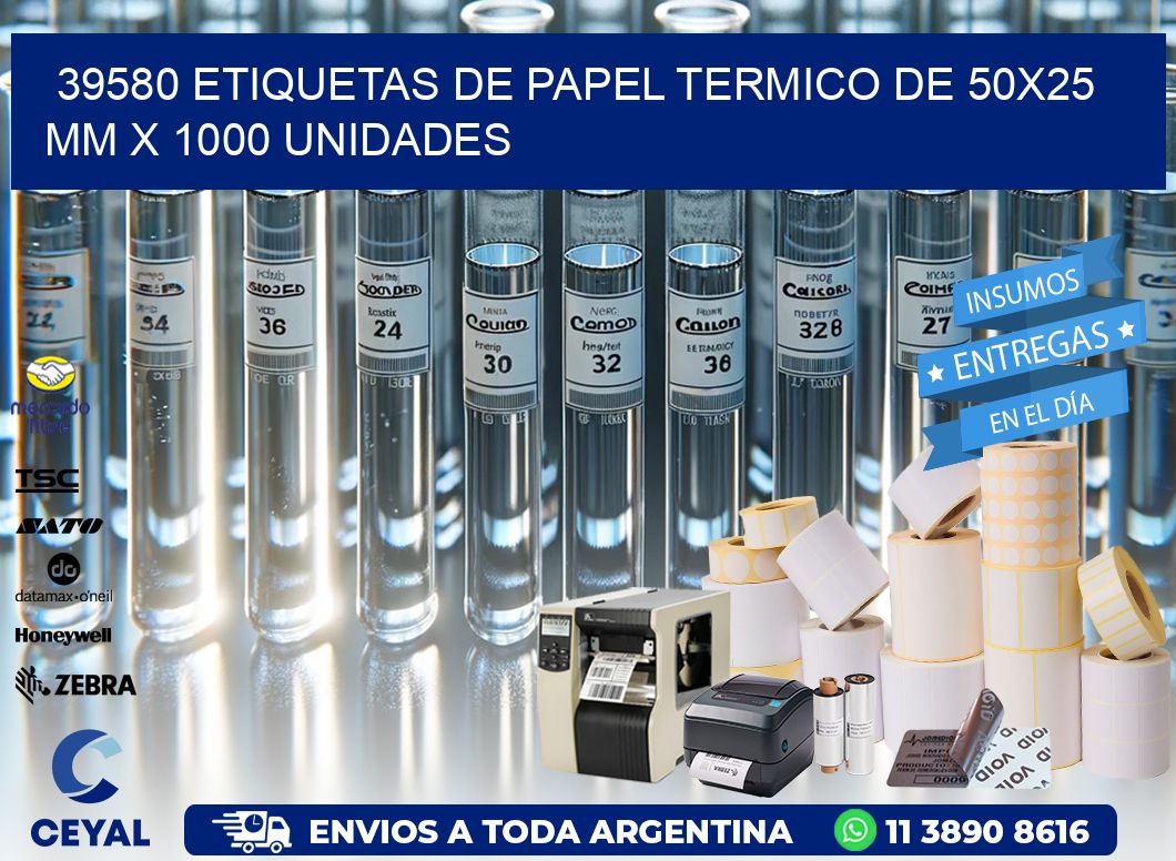 39580 Etiquetas De Papel Termico De 50×25 Mm X 1000 Unidades
