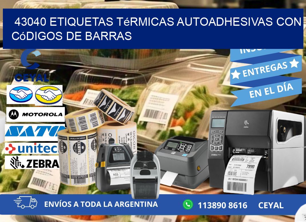 43040 Etiquetas térmicas autoadhesivas con códigos de barras