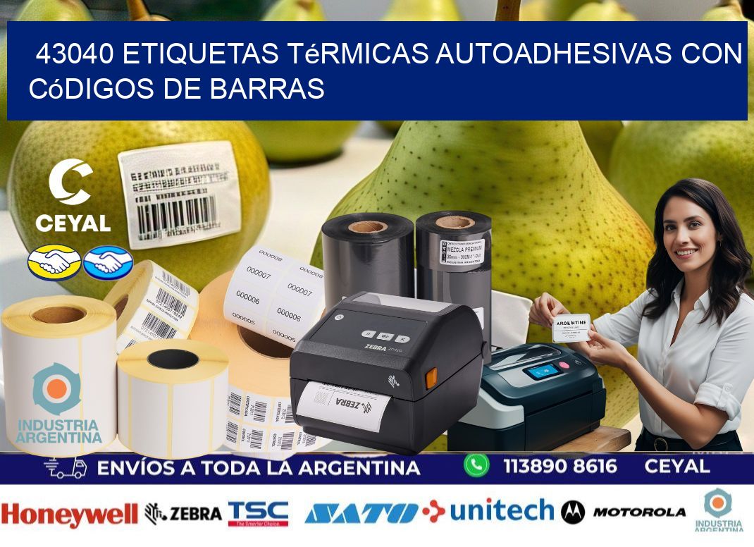 43040 Etiquetas térmicas autoadhesivas con códigos de barras