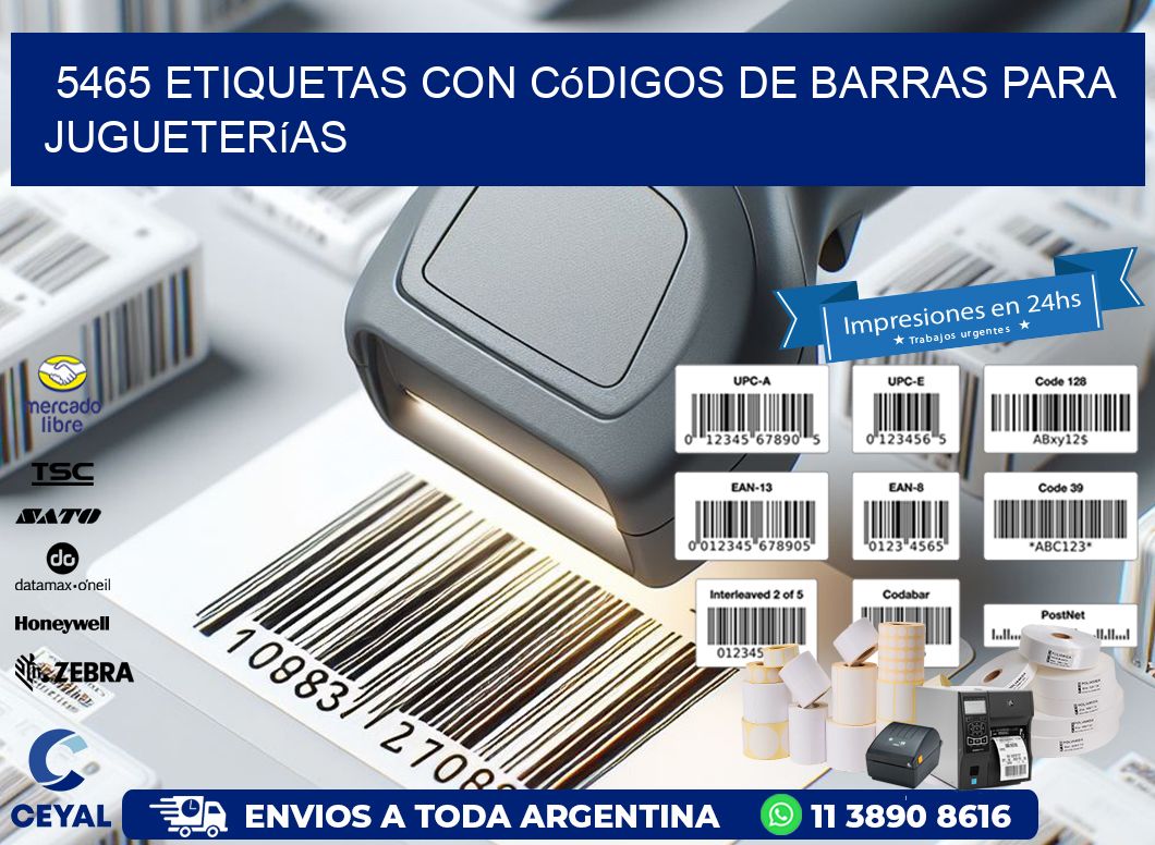 5465 etiquetas con códigos de barras para jugueterías