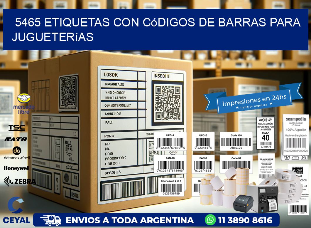 5465 etiquetas con códigos de barras para jugueterías