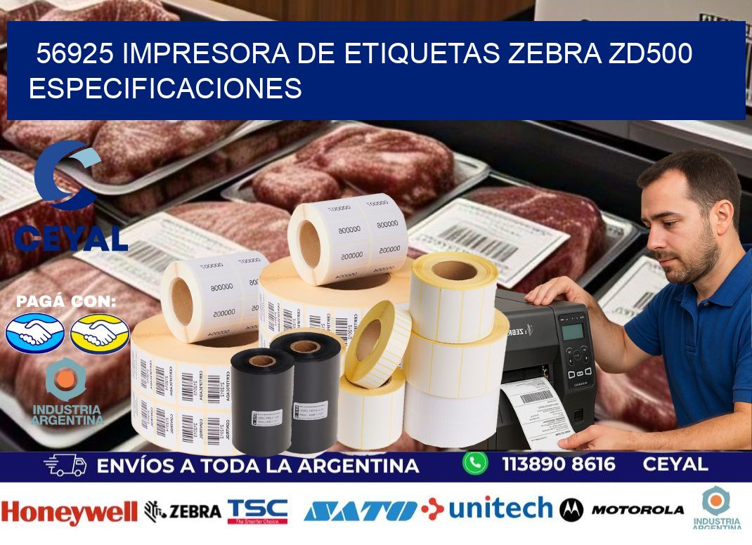 56925 impresora de etiquetas Zebra ZD500 especificaciones