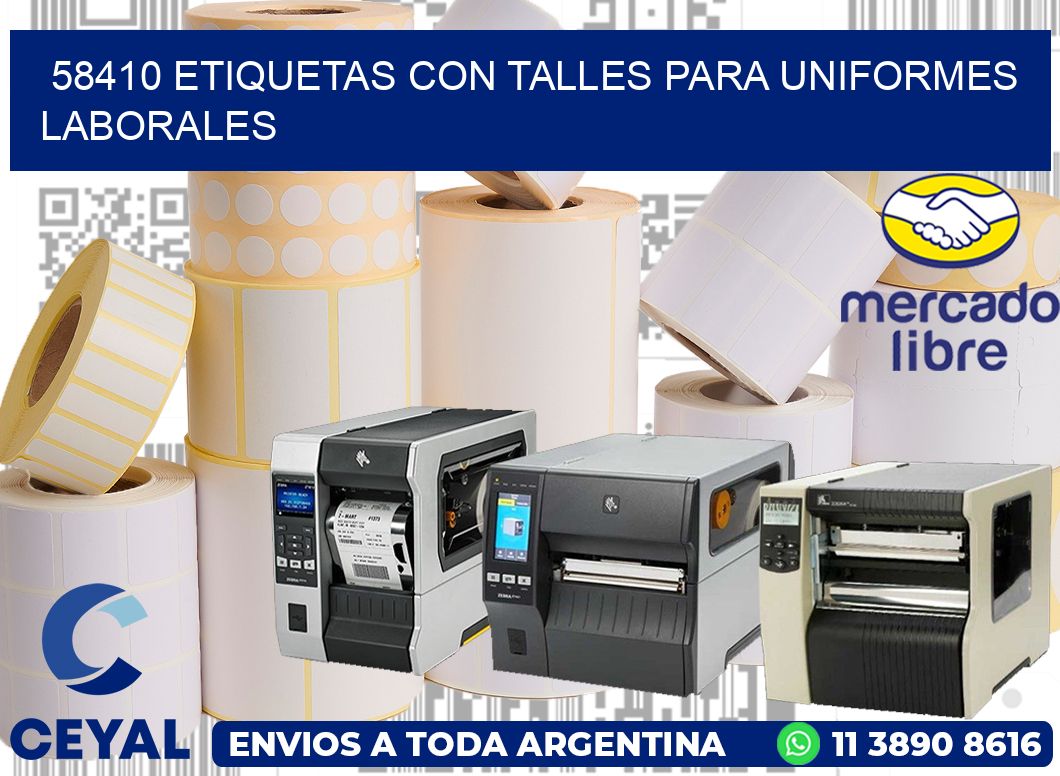 58410 etiquetas con talles para uniformes laborales