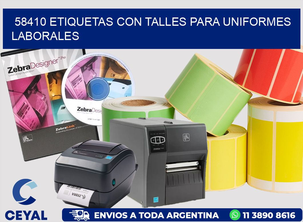 58410 etiquetas con talles para uniformes laborales