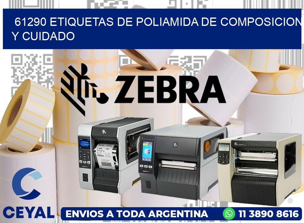 61290 etiquetas de poliamida de composicion y cuidado