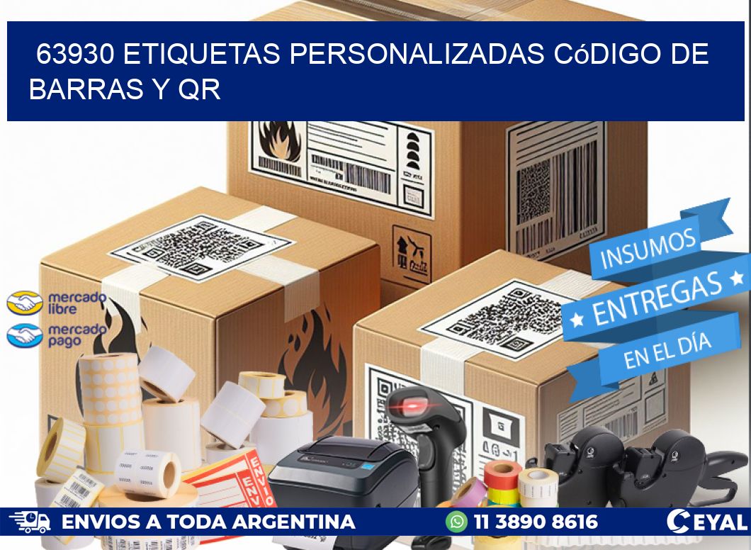 63930 etiquetas personalizadas código de barras y QR