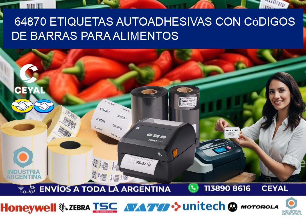 64870 Etiquetas autoadhesivas con códigos de barras para alimentos