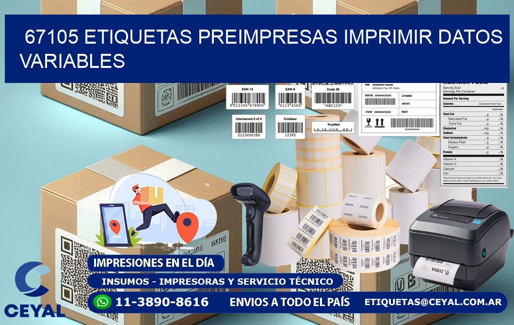 67105 Etiquetas preimpresas imprimir datos variables