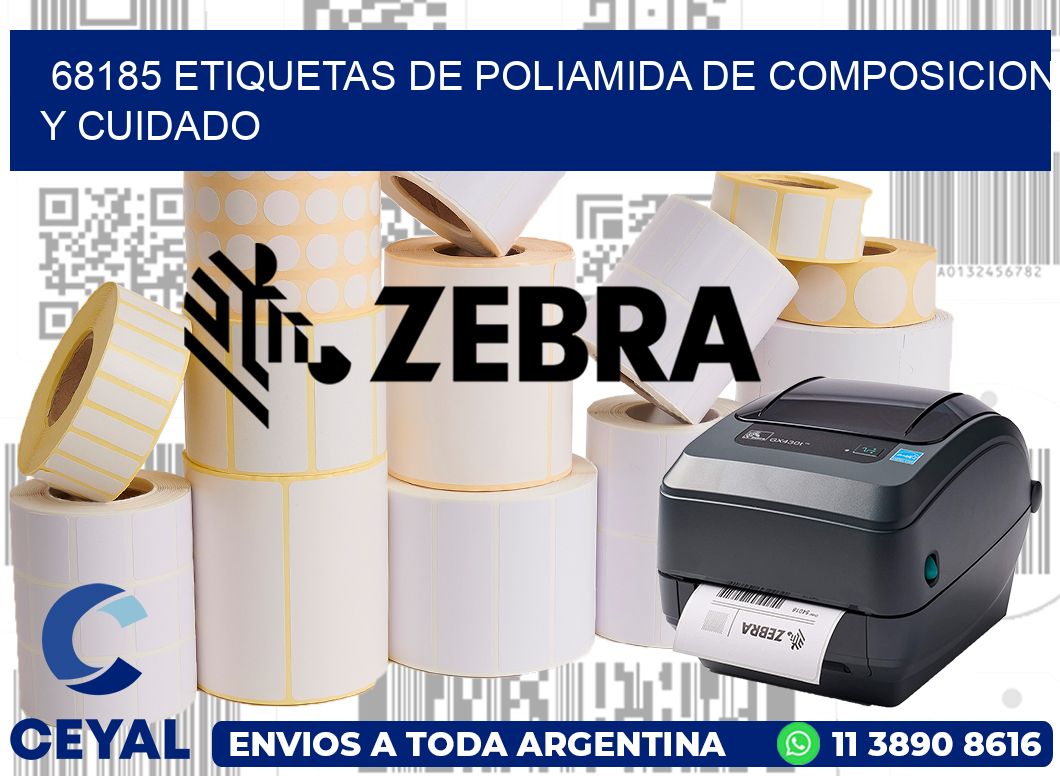 68185 etiquetas de poliamida de composicion y cuidado