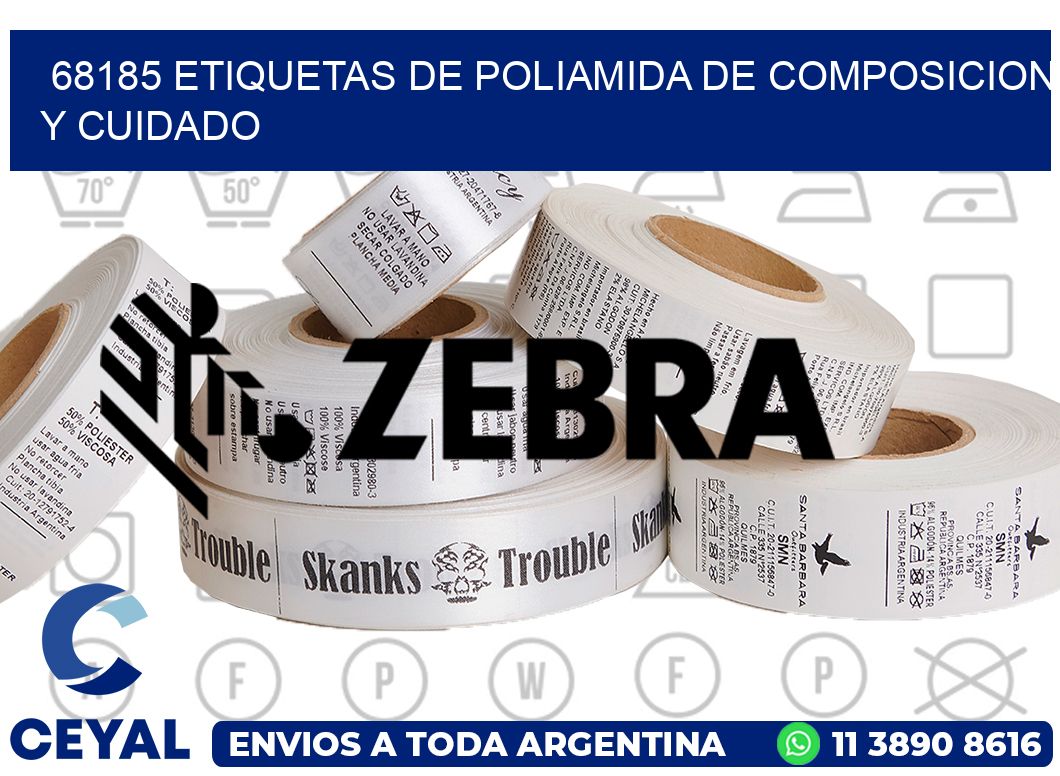 68185 etiquetas de poliamida de composicion y cuidado