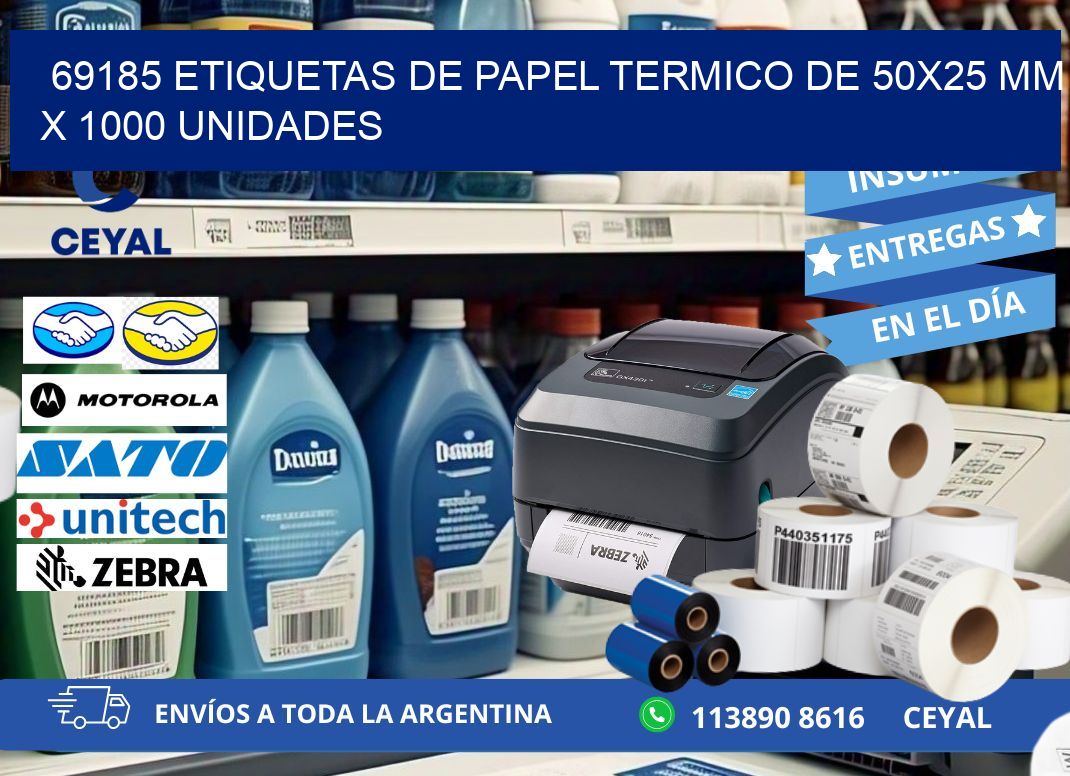 69185 Etiquetas De Papel Termico De 50x25 Mm X 1000 Unidades