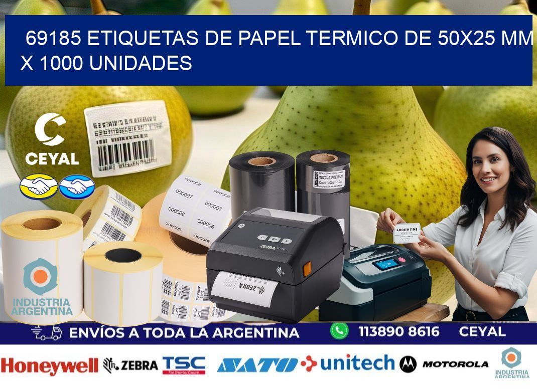 69185 Etiquetas De Papel Termico De 50x25 Mm X 1000 Unidades