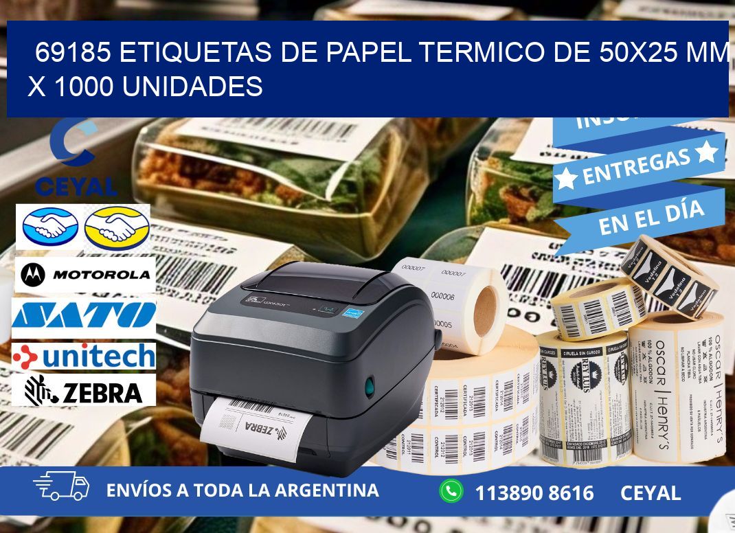69185 Etiquetas De Papel Termico De 50x25 Mm X 1000 Unidades