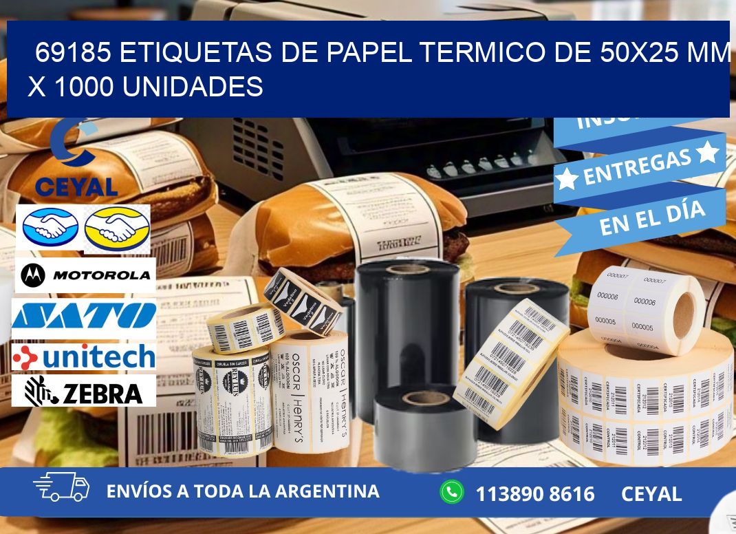 69185 Etiquetas De Papel Termico De 50x25 Mm X 1000 Unidades