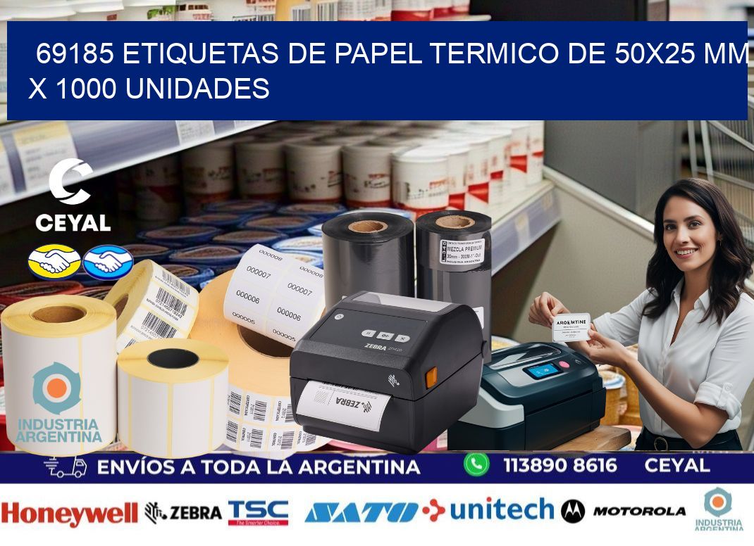 69185 Etiquetas De Papel Termico De 50×25 Mm X 1000 Unidades