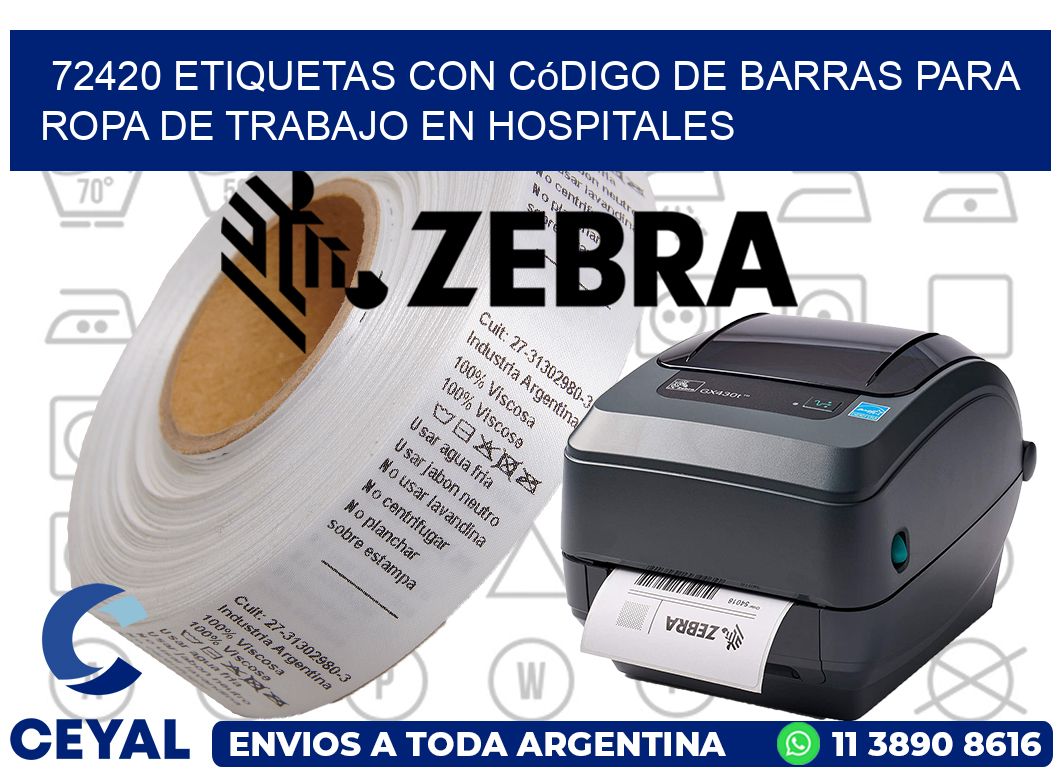72420 Etiquetas con código de barras para ropa de trabajo en hospitales