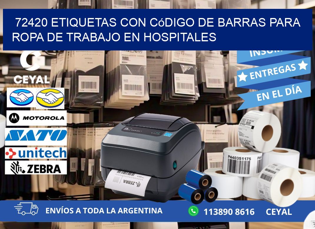 72420 Etiquetas con código de barras para ropa de trabajo en hospitales