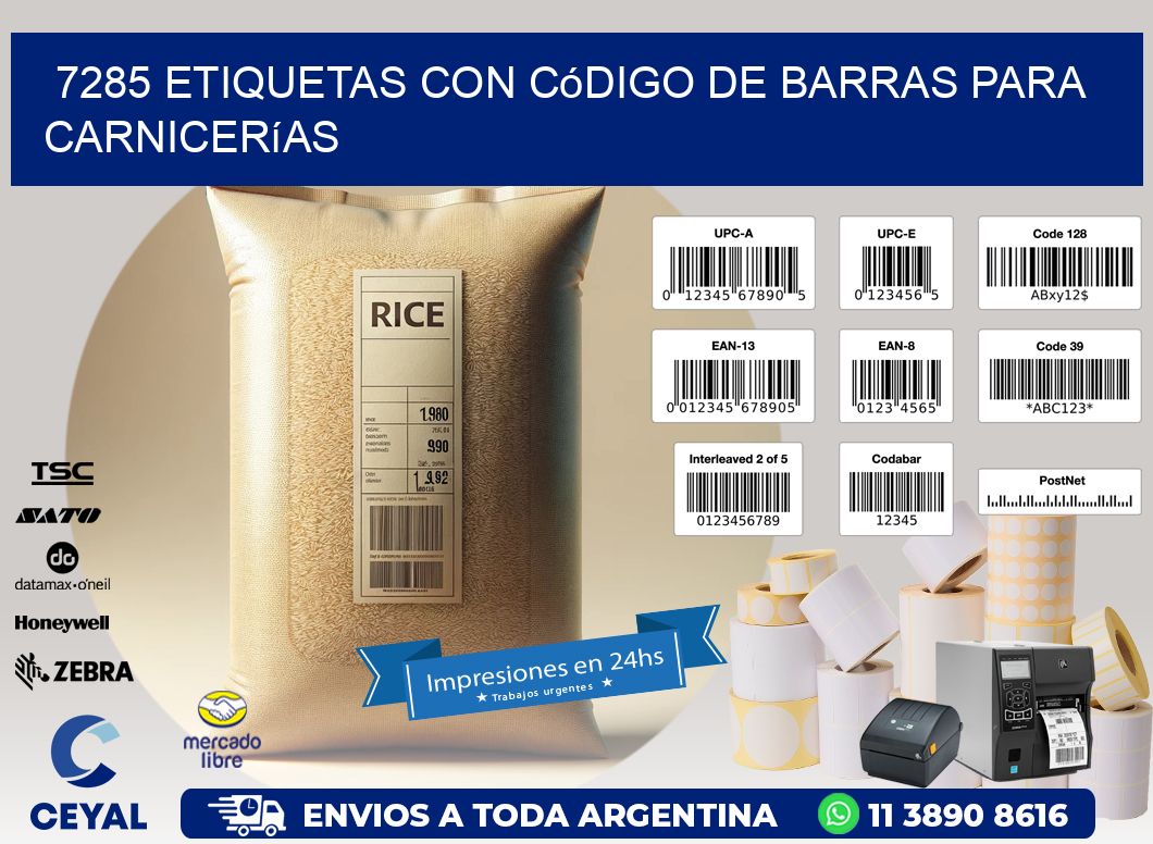 7285 etiquetas con código de barras para carnicerías