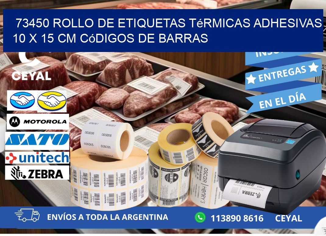 73450 Rollo de Etiquetas Térmicas Adhesivas 10 x 15 cm Códigos de Barras