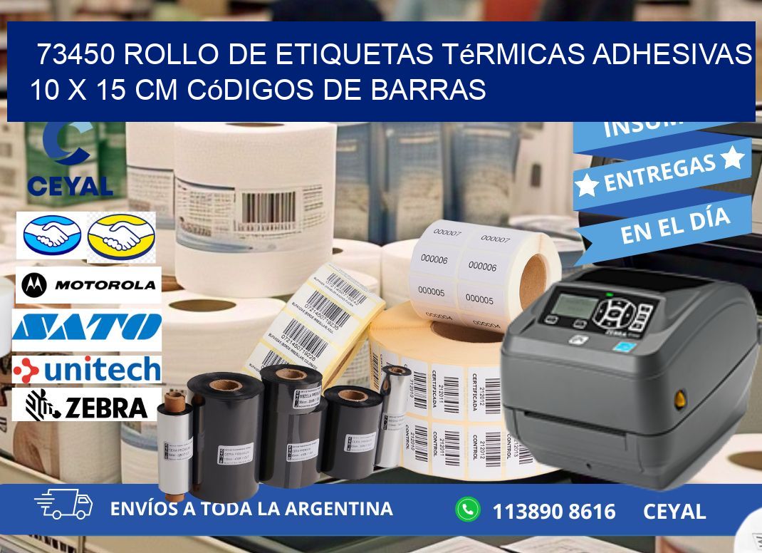 73450 Rollo de Etiquetas Térmicas Adhesivas 10 x 15 cm Códigos de Barras