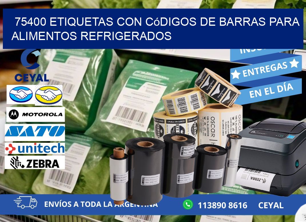 75400 Etiquetas con códigos de barras para alimentos refrigerados