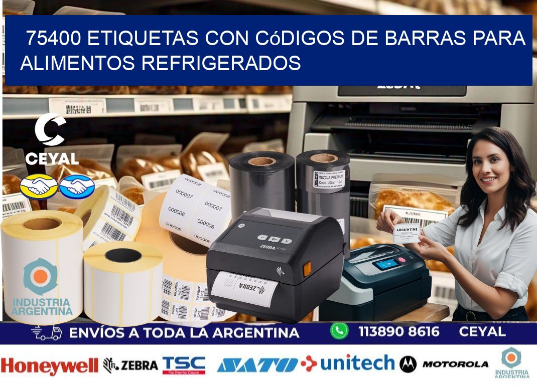 75400 Etiquetas con códigos de barras para alimentos refrigerados