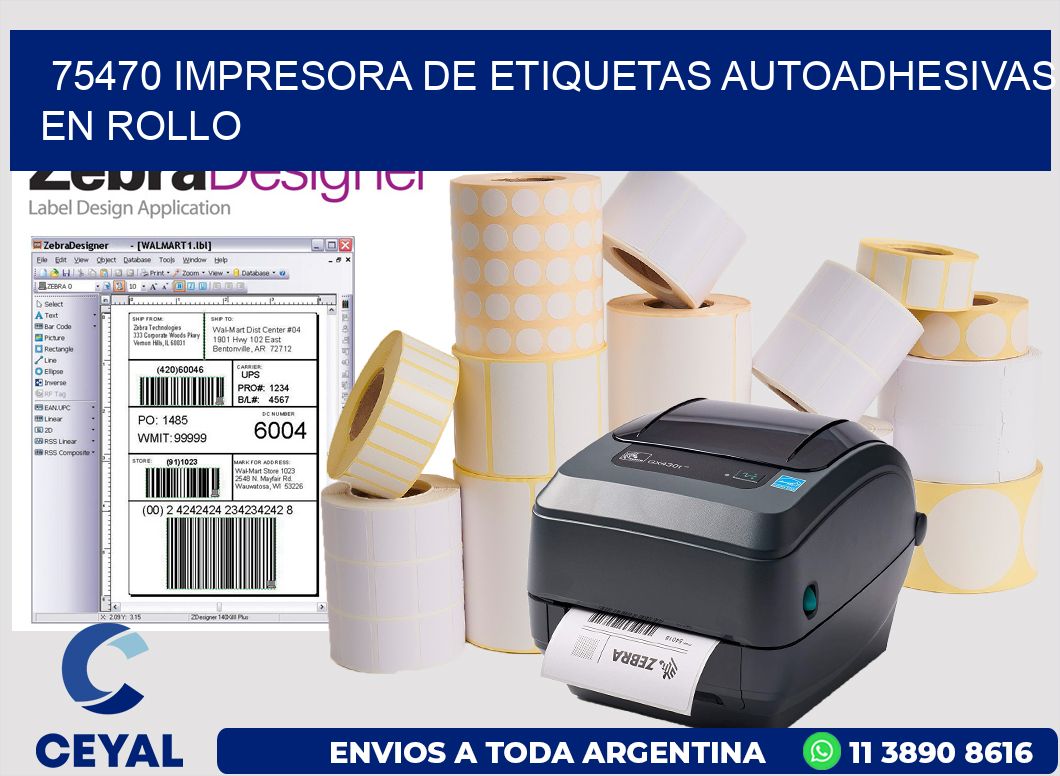 75470 impresora de etiquetas autoadhesivas en rollo