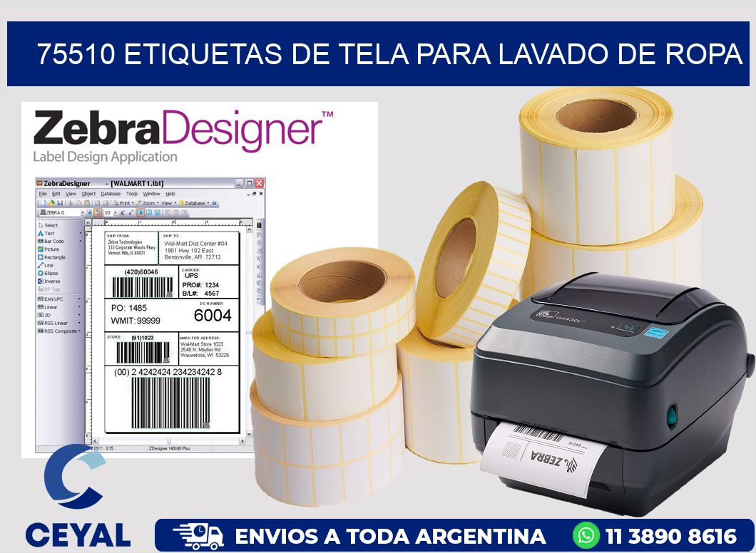75510 Etiquetas de tela para lavado de ropa