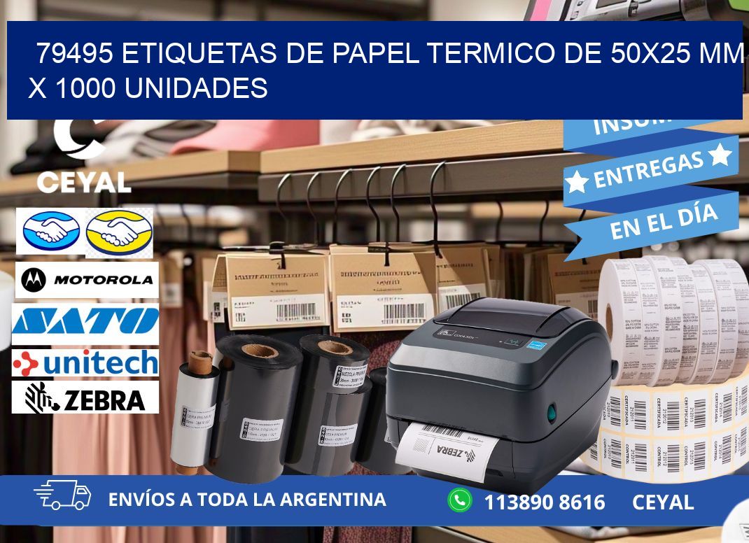 79495 Etiquetas De Papel Termico De 50x25 Mm X 1000 Unidades