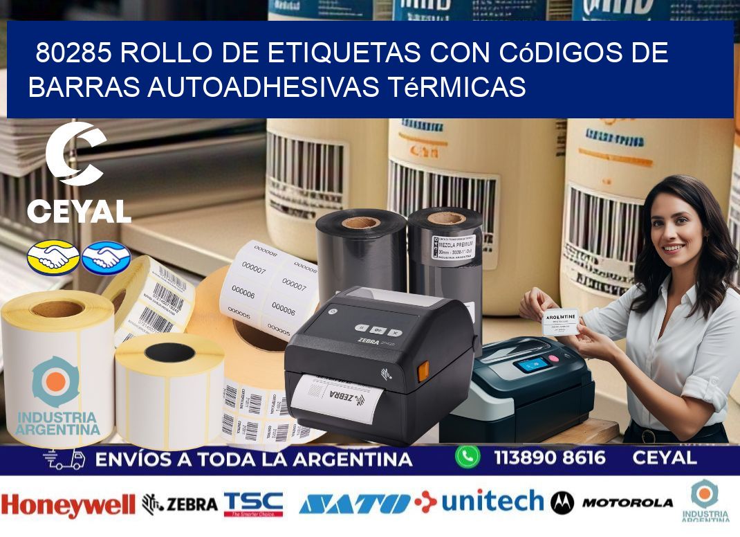 80285 Rollo de etiquetas con códigos de barras autoadhesivas térmicas