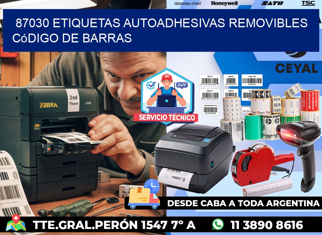 87030 etiquetas autoadhesivas removibles código de barras