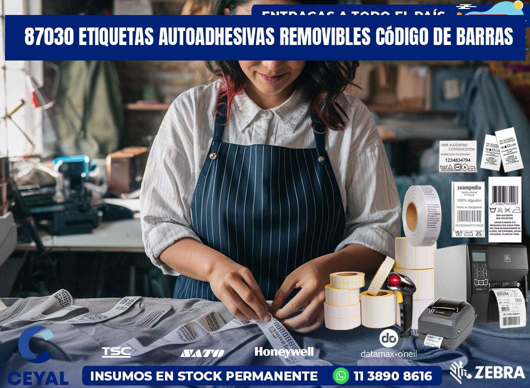 87030 etiquetas autoadhesivas removibles código de barras