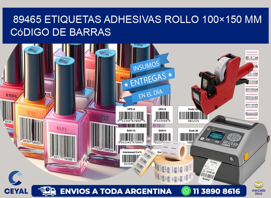 89465 etiquetas adhesivas rollo 100×150 mm código de barras