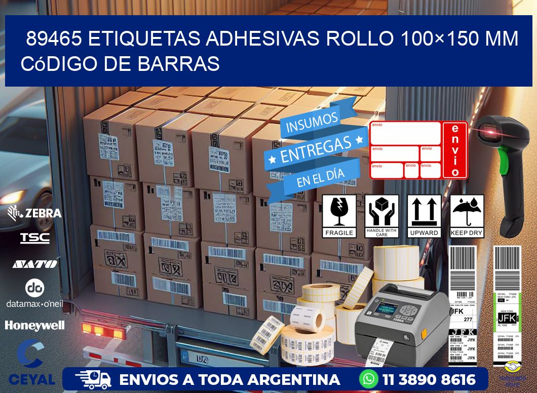 89465 etiquetas adhesivas rollo 100×150 mm código de barras