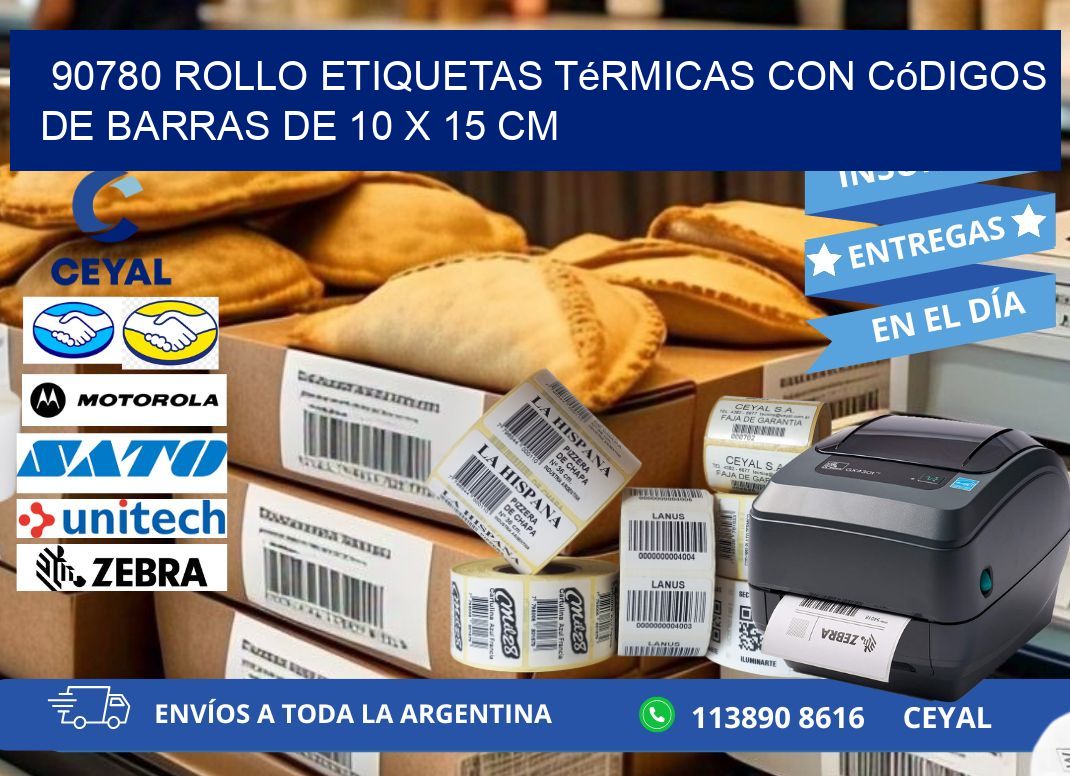 90780 Rollo etiquetas térmicas con Códigos de Barras de 10 x 15 cm