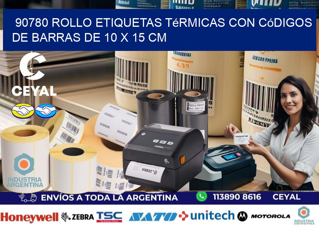 90780 Rollo etiquetas térmicas con Códigos de Barras de 10 x 15 cm