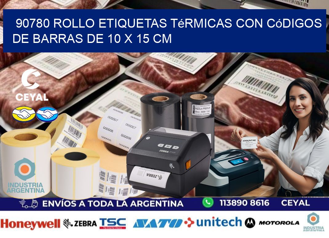 90780 Rollo etiquetas térmicas con Códigos de Barras de 10 x 15 cm