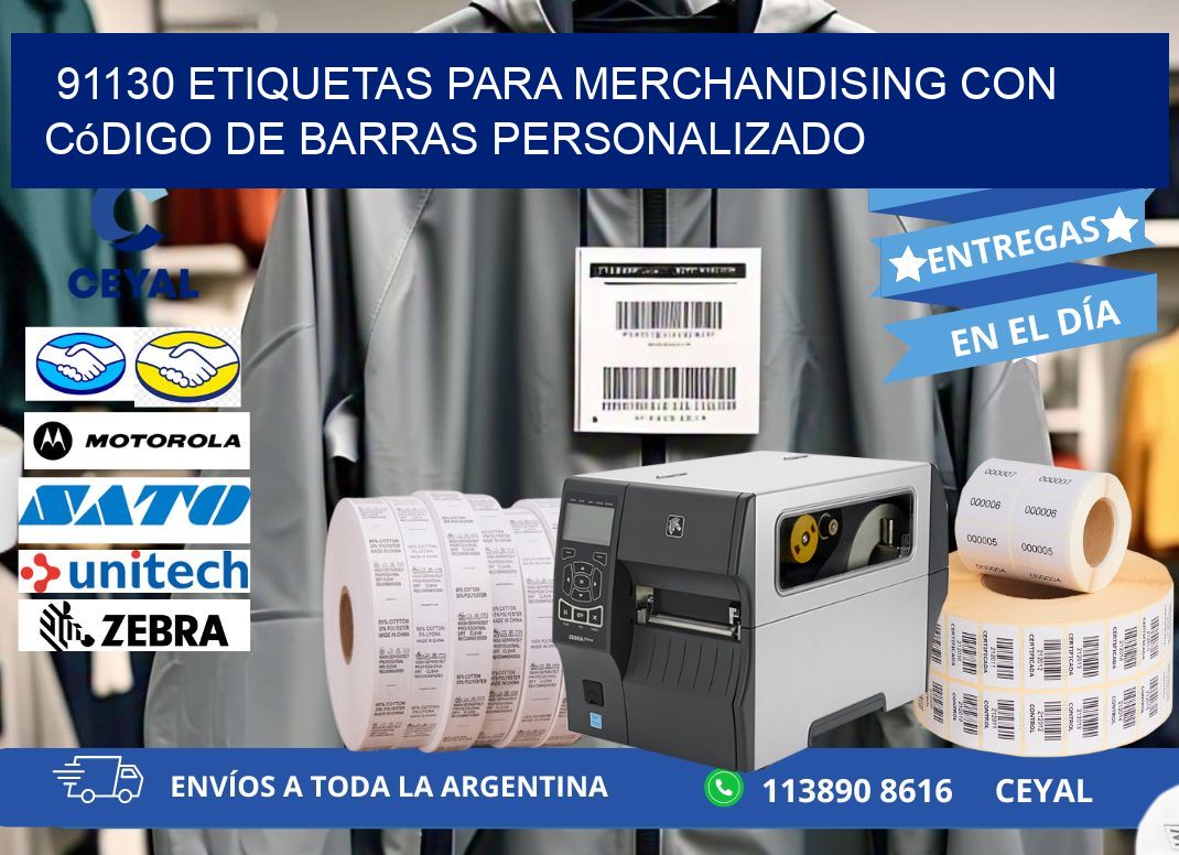 91130 etiquetas para merchandising con código de barras personalizado